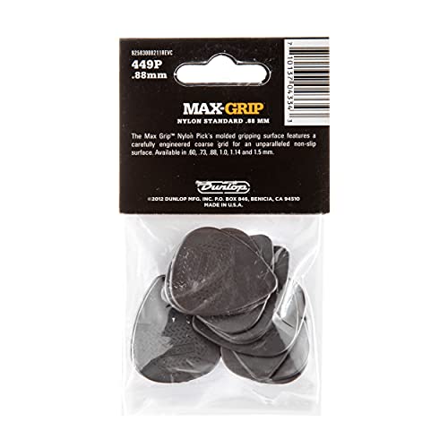 Dunlop 449P.88 Max Grip� Nylon Standard, Dark Gray, .88Mm, 12/Player'S Pack