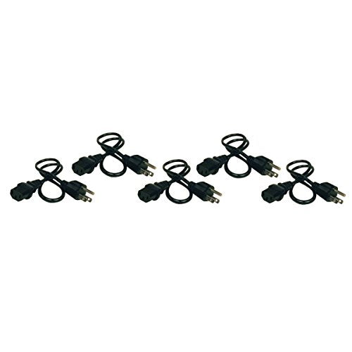 Tripp Lite Standard Computer Power Cord, 5 Pack 10A, 18Awg (Nema 5 15P To Iec 320 C13) 2 Ft.(P030 002 5),Black