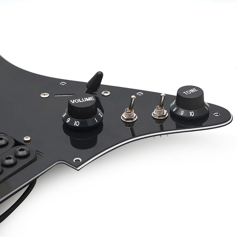 Maxcheer 11-Hole 3-Ply Hh Prewired Loaded Pickguard,Two Humbucker Coil Spliting Pickguard Hh Guitar Pickguard Electric Guitar Pi