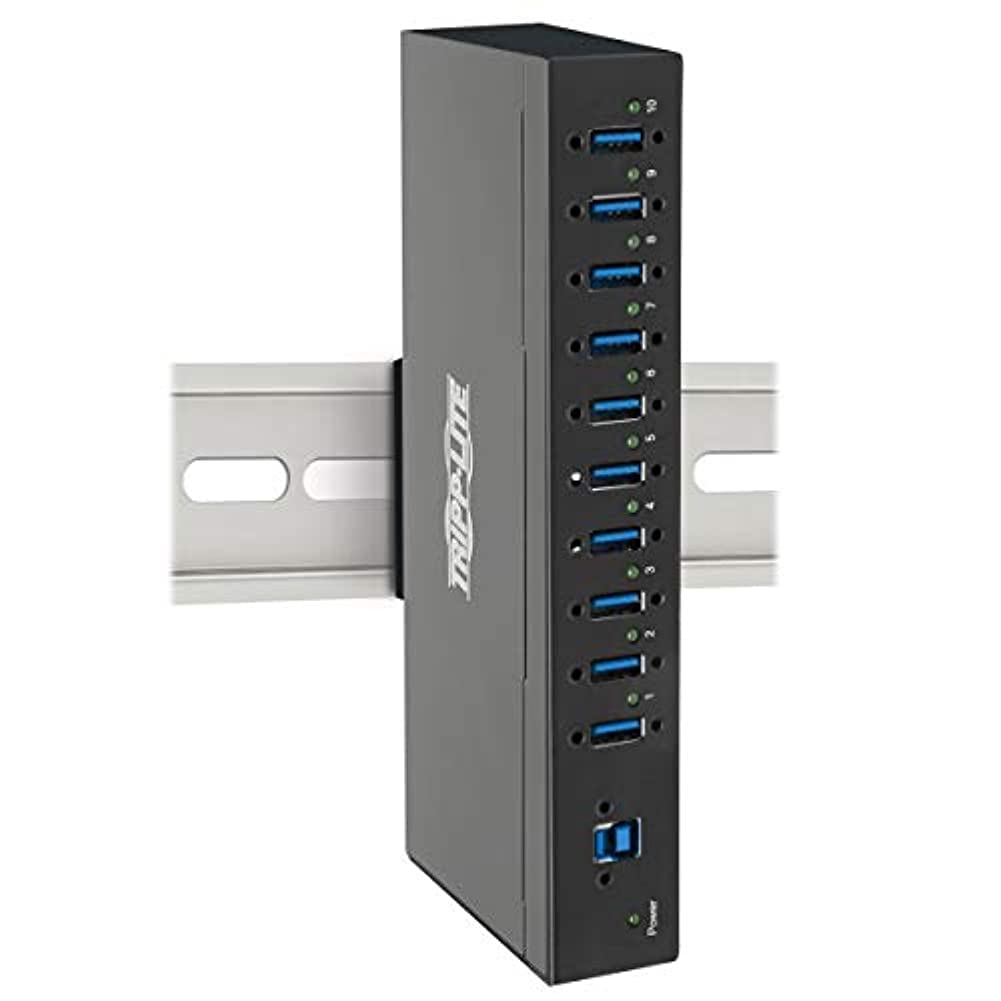 Tripp Lite 10-Port Usb 3.0 Hub, Industrial Usb Splitter For Usb Charging And Data Transfer, 5 Gbps, Iron Housing (U360-010-Ind)