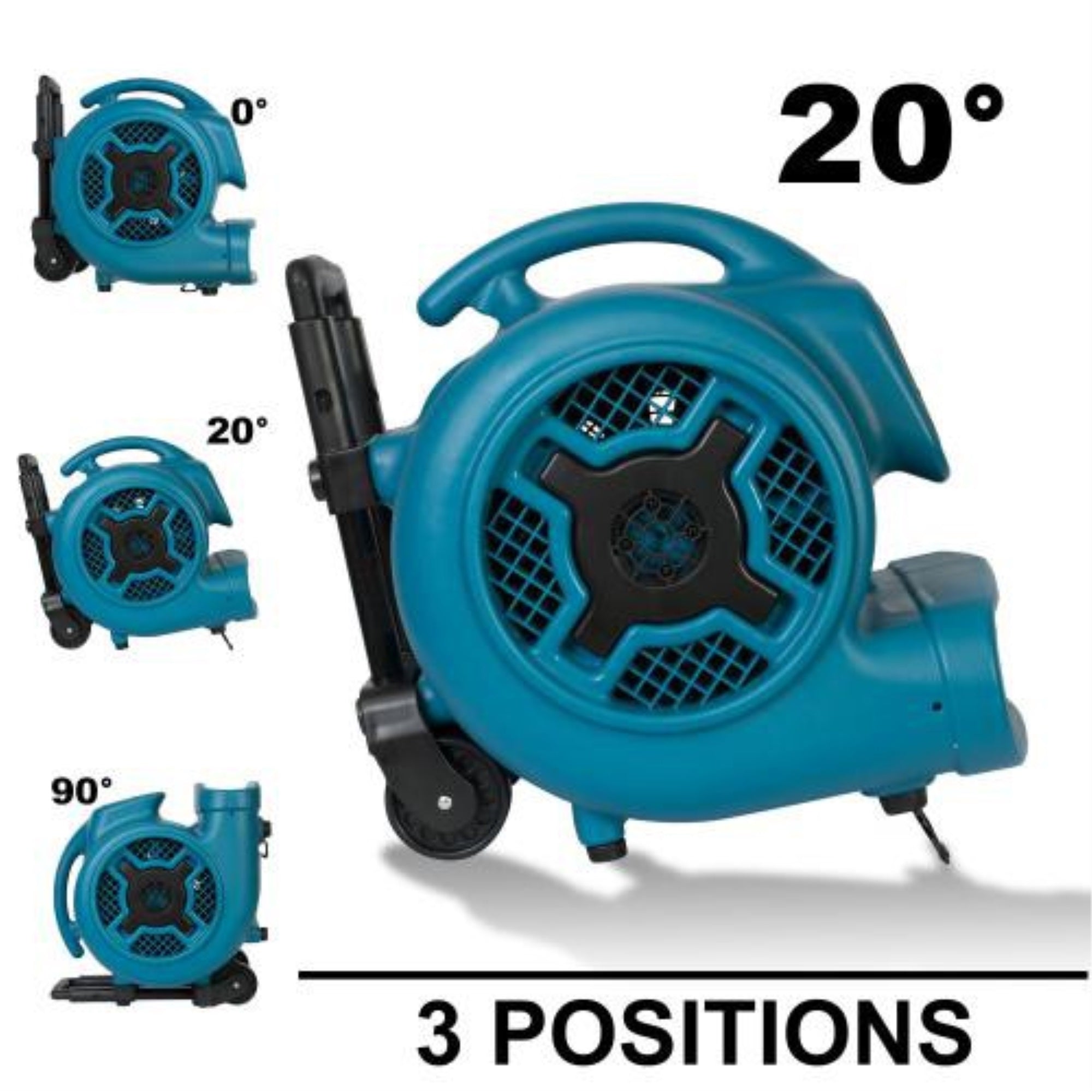 XPOWER X830H 1 HP Air Mover, Carpet Dryer, Floor Fan, Blower with Telescopic Handle and Wheels