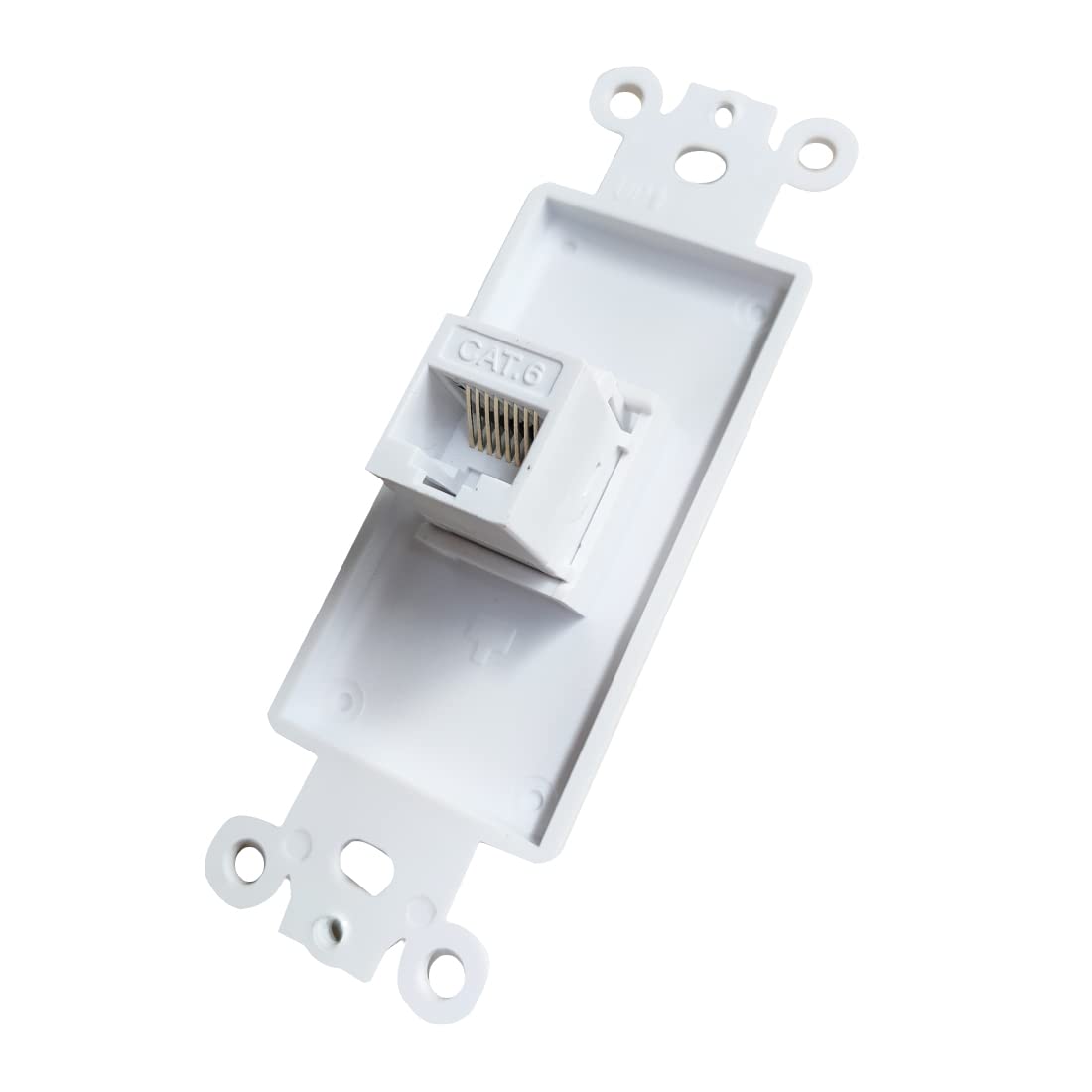 Bupldet 1 Port Ethernet Cat6 Decora Insert Wall Plate White   Cat6 Rj45 Keystone Jack Insert Pass Through Cover Plate For Midsiz