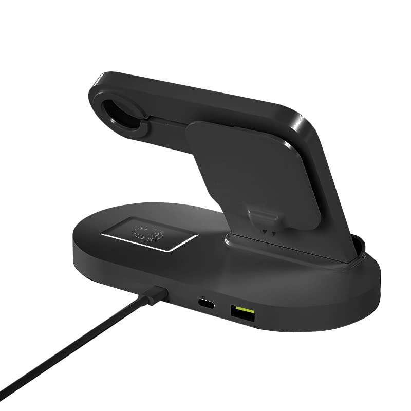 Naxa Electronics Nap-5003 3-In-1 Smart Wireless Charging System With Standing Qi 15W Wireless And Qi 3W Wireless Pad For Phones,