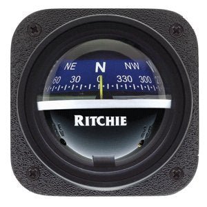 Ritchie Compass V 537B Explorer Compass   Bulkhead Mount   Blue Dial