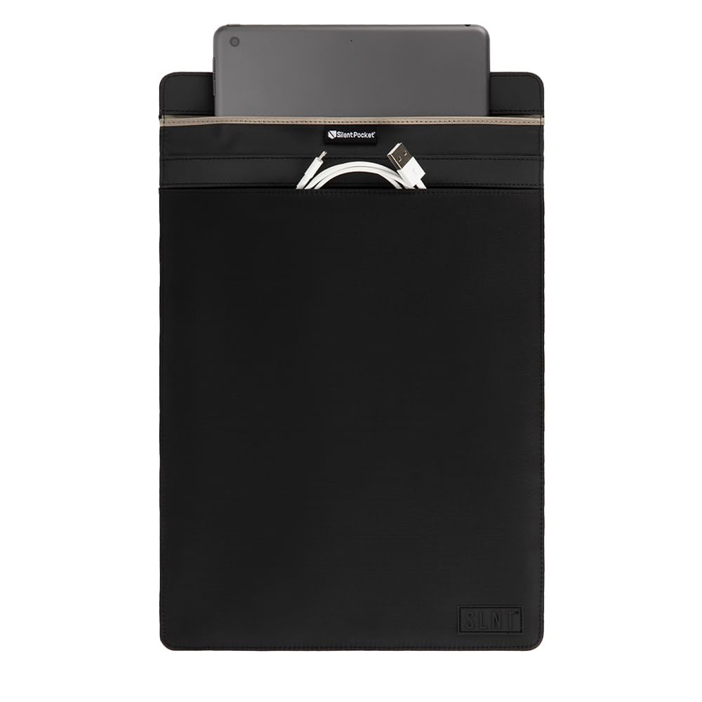 SLNT Faraday Bag Tablet Sleeve with Silent Pocket - Weatherproof Nylon, Signal Blocking Device Shielding for iPad, Galaxy Tab, M