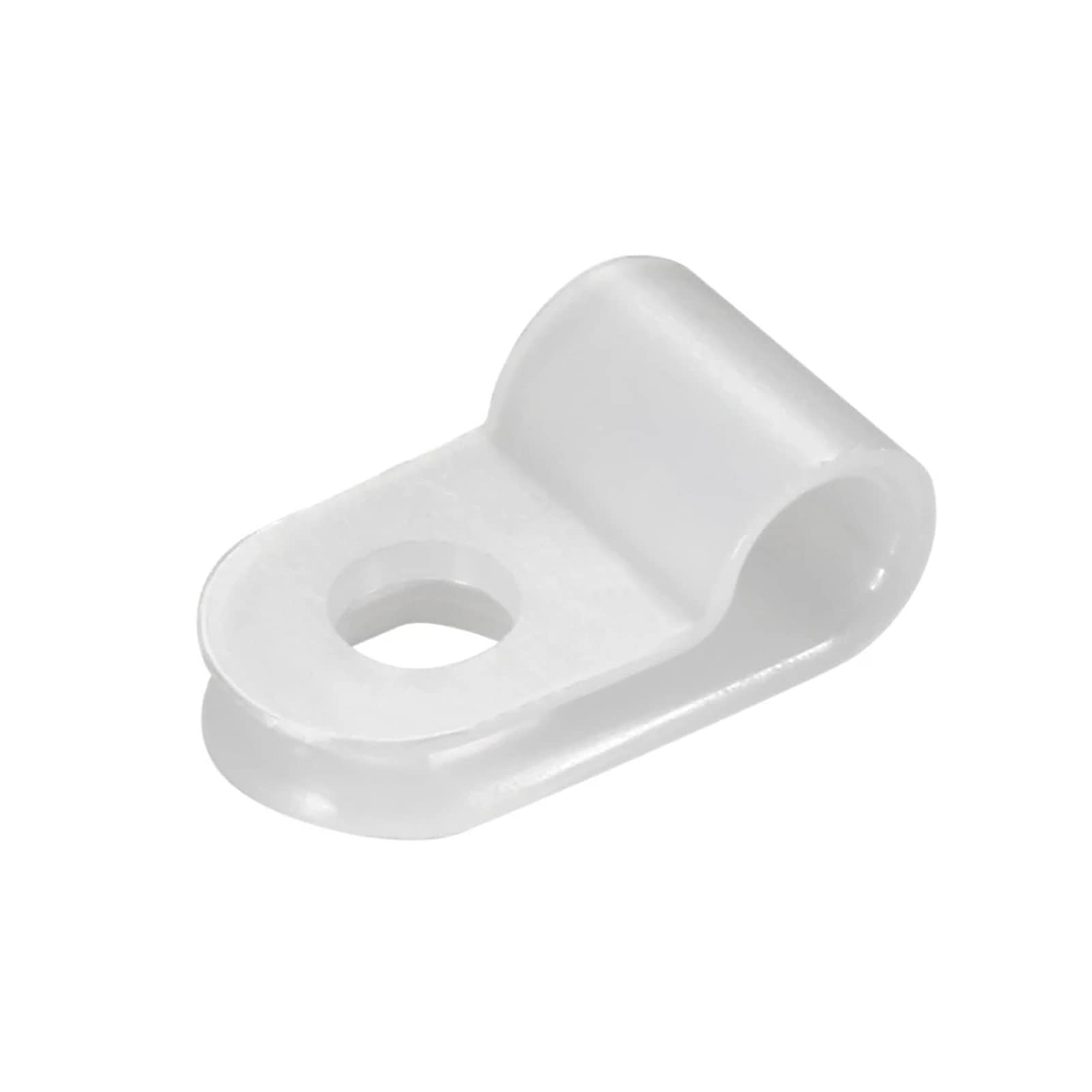 Teansic 200 Pcs White Nylon R Type Cable Clamps 3/16'' Plastic Wire Clips Fasteners Assortment For Wire Management