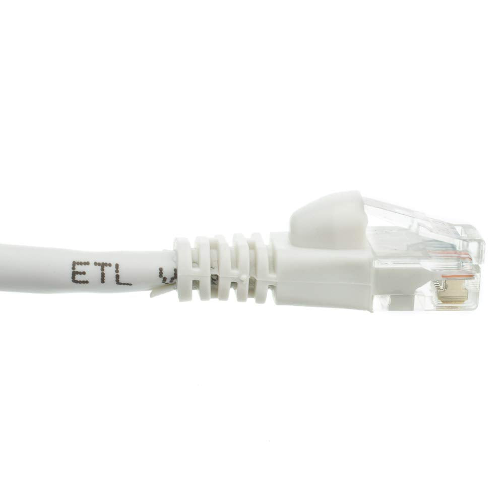Cablewholesale 1 Foot White Cat6A Ethernet Patch Cable, Snagless/Boot With Rj45 Connector, 500 Mhz, 24 Awg, Utp(Unshielded Twist