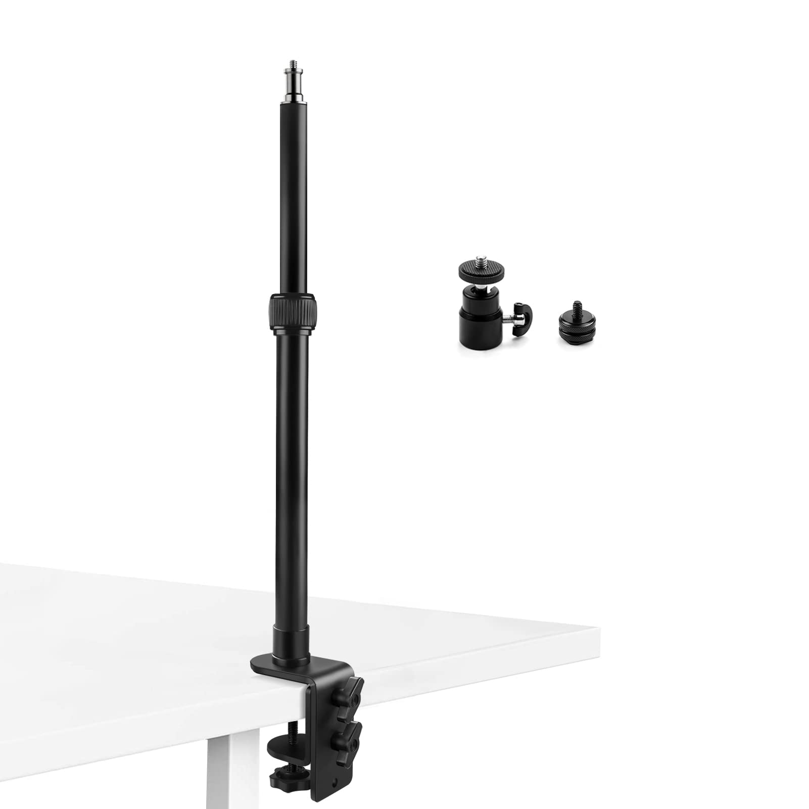 Tinpops Camera Desk Mount Stand, 12.4 20.8'' Adjustable Desktop C Clamp Mounting Stand, Aluminum Tabletop Light Stand With 1/4''
