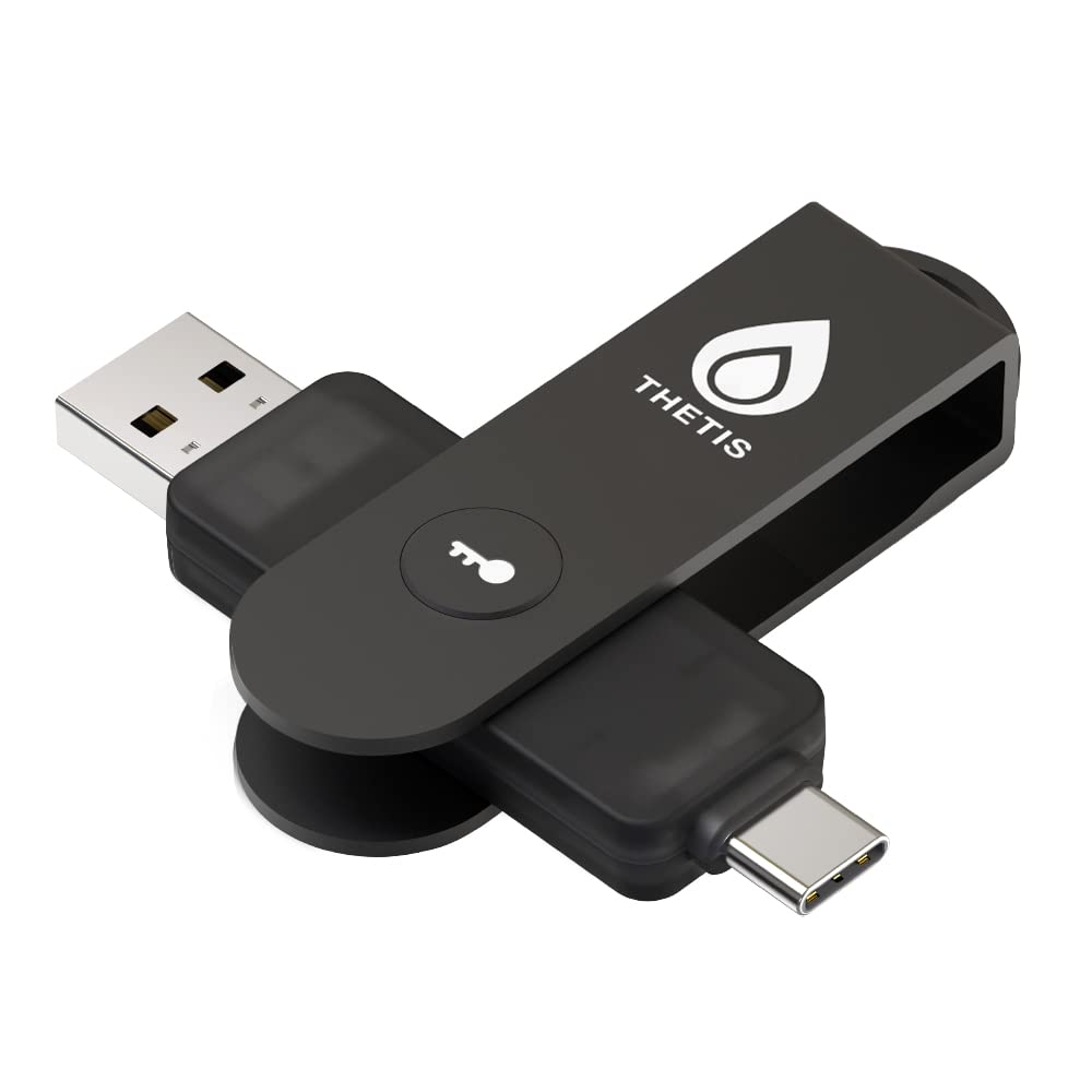 Thetis Pro Fido2 Security Key, Two Factor Authentication Nfc Security Key Fido 2.0, Dual Usb A Ports & Type C For Multi Layered Protection (Hotp) In Windows/Macos/Linux, Gmail, Facebook,Dropbox,Github