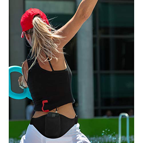 2 Pieces Mic Belt Pack Fitness Instructor Microphone Belt Pouch Carrier Holder Adjustable Waist Bag Neoprene Sweat Absorbent Belt For Theater, Speakers Classic Black