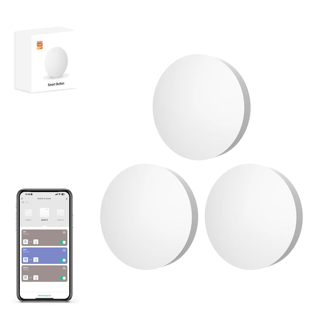 Ihseno Zigbee3.0 Smart Remote Button Tuya Scene Remote, Need Zigbee Hub, Smart Switch Zigbee Remote Work With Tuya Smart Life Ap