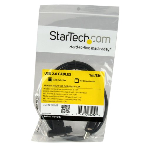 Startech.Com 3 Ft Panel Mount Usb Cable B To B   F/M   Panel Mount Usb Extension Usb B Female To Usb B Male Adapter Cable   Usb