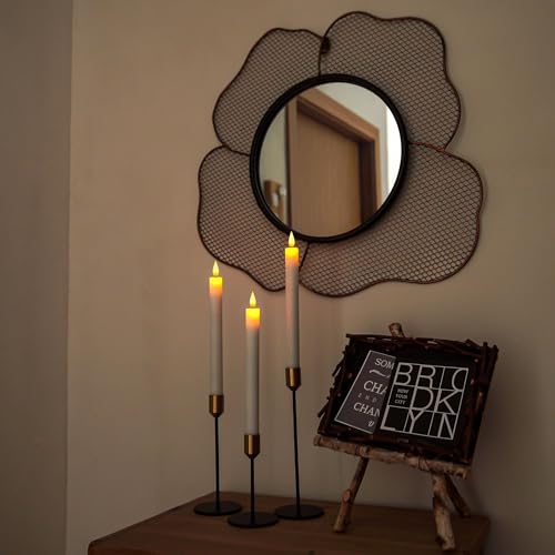 5Plots 6Pcs Real Wax Flameless Taper Candles With Timer, 9.6 Inches Led Candlesticks With 3D Wick, Flickering Flame Battery Oper