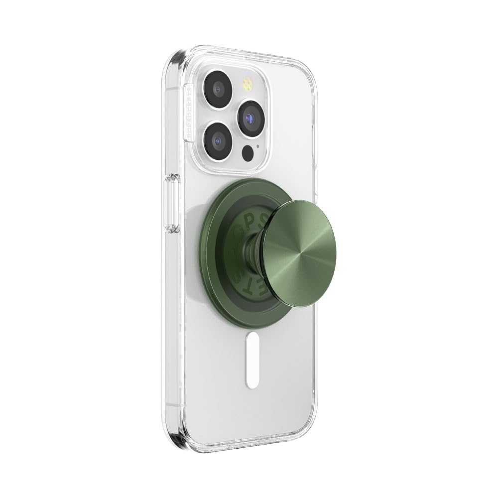 Popsockets Phone Grip Compatible With Magsafe, Phone Holder, Wireless Charging Compatible   Alum Radial Olive