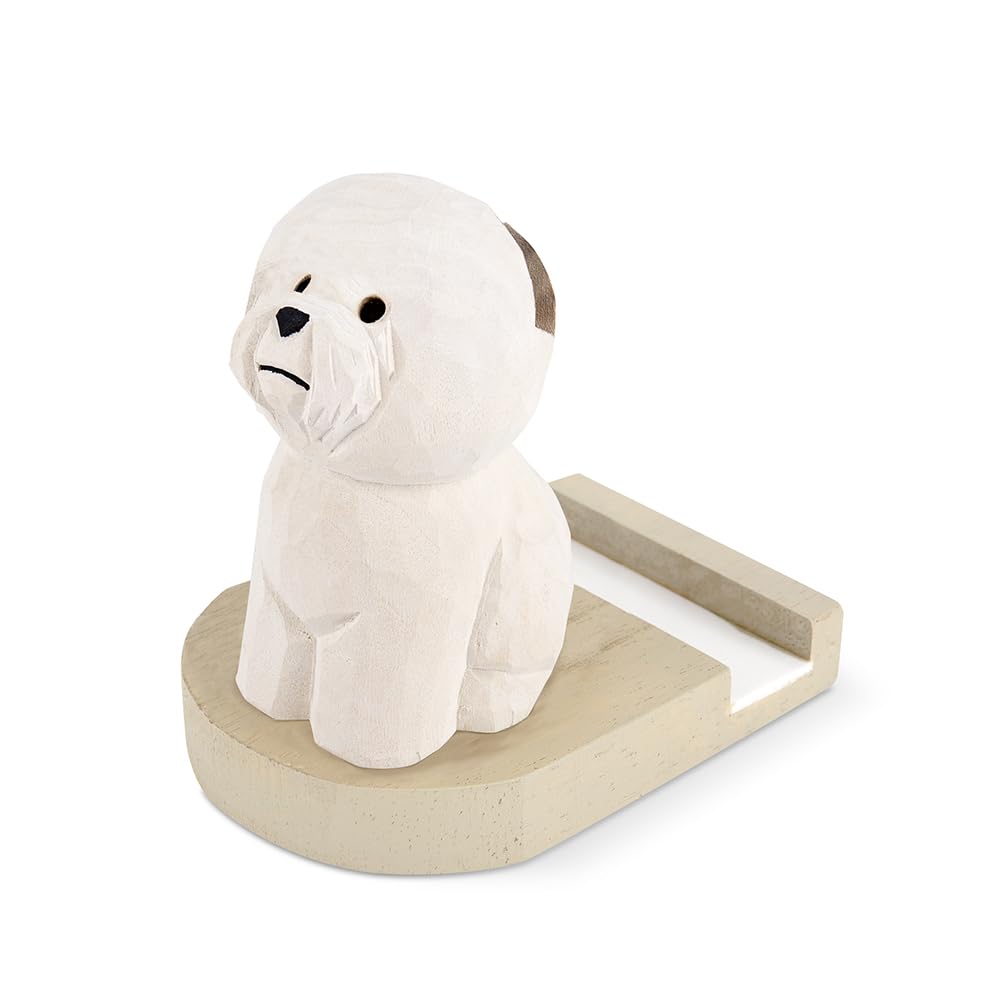 Fika Smartphone Stand Glasses Stand Tabletop Wooden Natural Wood Animal Fika Bichon Frise