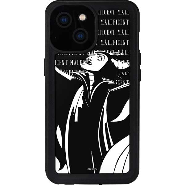 Skinit Waterproof Phone Case For Iphone 13 Mini   Officially Licensed Disney Maleficent Black And White Design