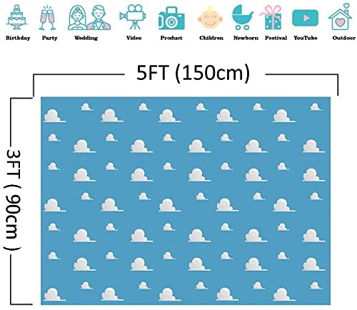 Blue Sky White Cloud Step And Repeat Photography Backdrop Newborn Baby Shower Cartoon Boy Story Party Decorations Photo Backgrou
