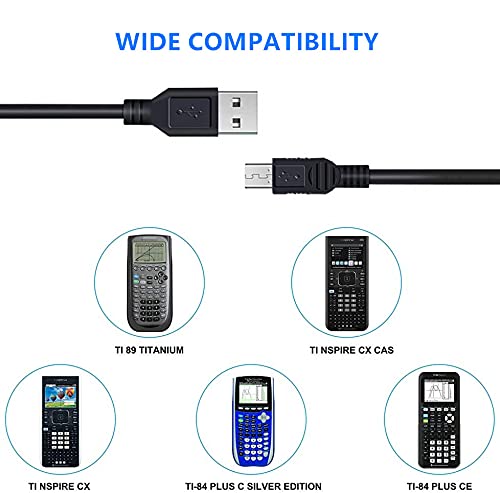 Jedeleos Ti84 Usb Cable For Texas Instruments Calculator, Ti 84 Plus, Ti 84 Plus C Silver Edition, Ti 89 Titanium, Ti Nspire Cx/
