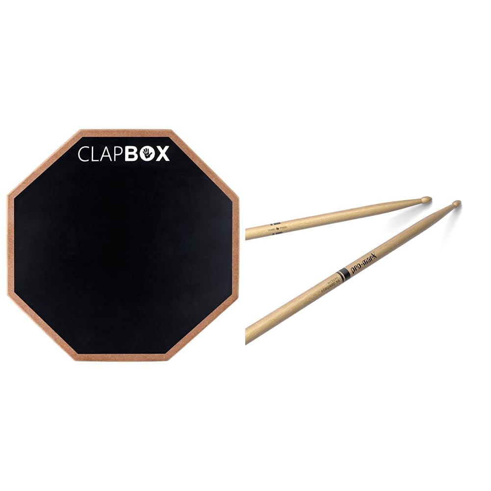 Clapbox Cbppd Drum Practice Pad  12 Inches, Black + Promark Drumsticks