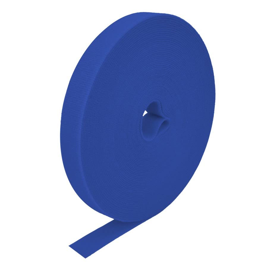Digitmon 50Ft 0.8'' Width Hook And Loop Fastening Strap Tape Cable Tie Roll (Blue)