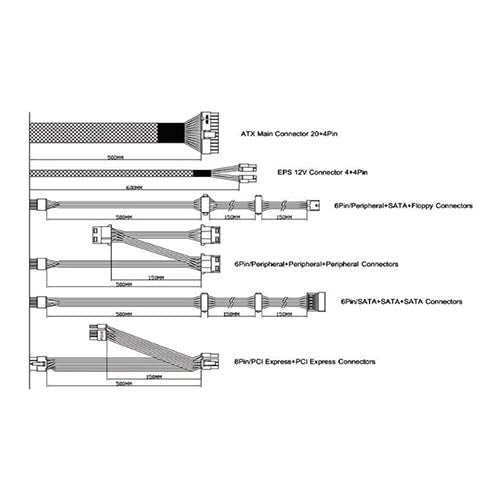 Apevia Atx Es700 Wh Essence 700W Atx Semi Modular Gaming Power Supply With Auto Thermally Controlled 120Mm Black Fan, 115/230V S
