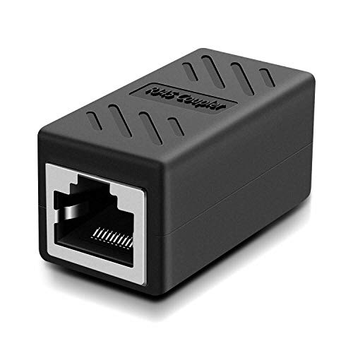 Csecurity Rj45 Inline Coupler Cat7/Cat6/Cat5E Ethernet Network Router Cable Extender Connector  Black