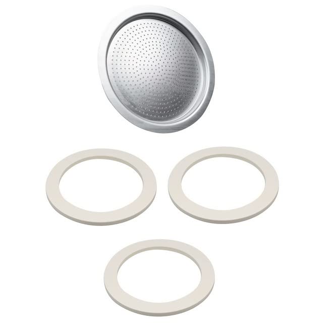 Univen 2.5' (64Mm) Espresso Filter And Gasket Seals Compatible With Bialetti 6 Cup Aluminum Espresso Makers