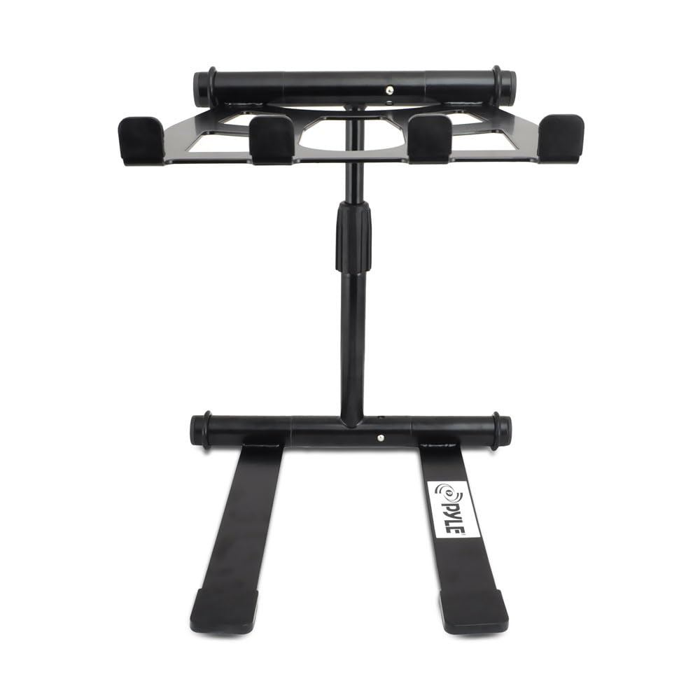 Pyle Portable Folding Laptop Stand - Standing Table With Adjustable Angle, Foldable Height And Four Prong Anti-Slip Tray For Ipa