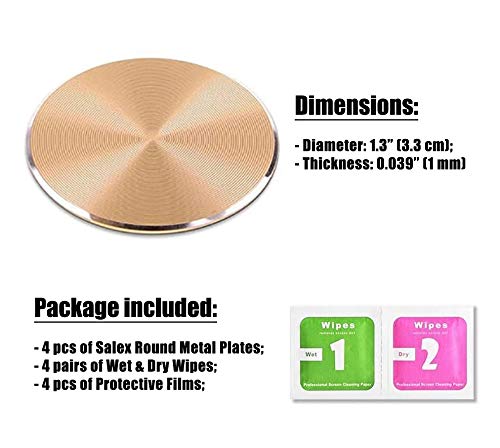 Cute Replacement Metal Plates Set 4 Pack For Magnetic Phone Holder. Kit Of 4 Mix Round Discs Without Holes For Car Mount, Phone