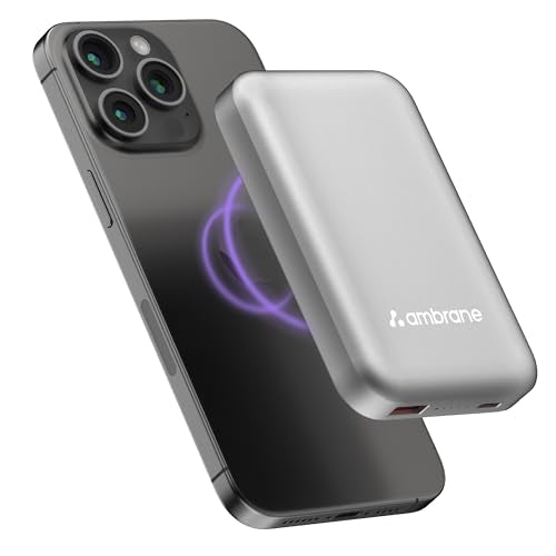 Ambrane Magsafe Wireless 10000Mah Fast Charging Power Bank,Strong Magnet,22.5W Output for iPhone 12 Back Cover & Above,Android &