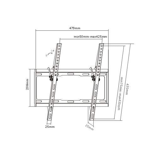 Rhino Brackets Tilt Tv Mount For 32 55 Inch Led, Lcd And Plasma Tv, Tv Wall Mount Bracket Up To Vesa 400X400Mm And 100 Lbs Loadi