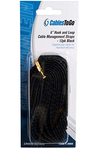 C2G/ Cables To Go C2G/Cables To Go 29585 6In Hook And Loop Cable Management Wraps Multipack (12 Pack)   Black