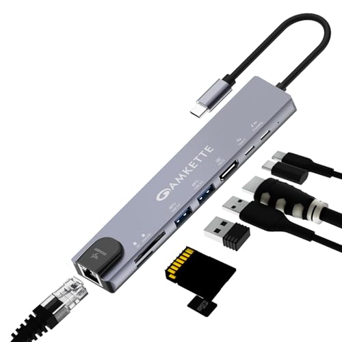 Amkette 8In1 Pro 1Gbps Docking Station For Laptop,Type C Hub With 100W Power Delivery&Usb C Data Transfer, 4K Hdmi,Usb 3.0,1Gb