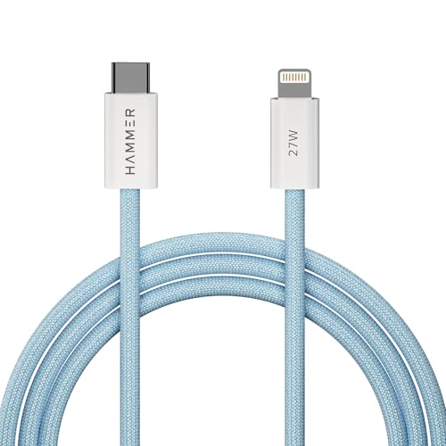 Hammer 27W TypeC To Lightning 8 Pin Nylon Braided Cable, 27W Fast Charging, 480Mbps High Speed Data Transfer & Durable Tangle F