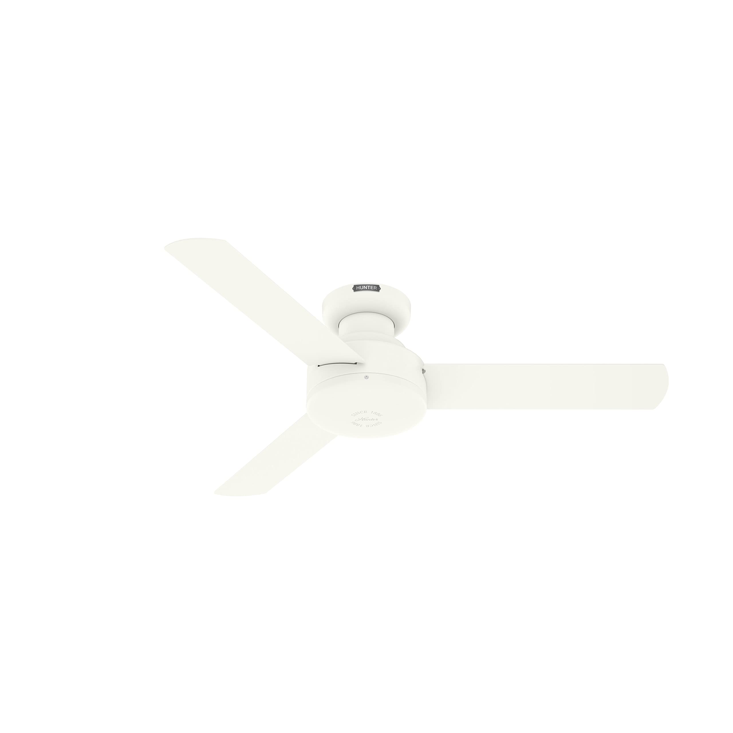 Hunter   Presto Indoor Low Profile Ceiling Fan, Wall Control, 44 Inch, Matte White, Casual Style, 3 Speed Whisperwind Motor, 524
