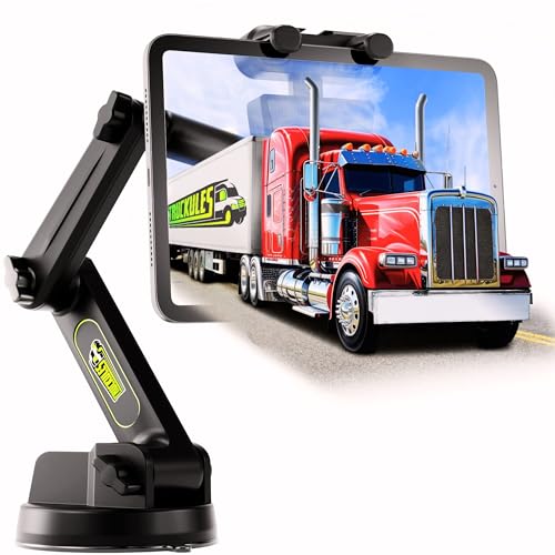 Truckules Tablet Mount For Truck   Heavy Duty Super Suction Cup For Tablet & Ipad Mount Truck Dashboard Windshield 16.7 Inch Lon