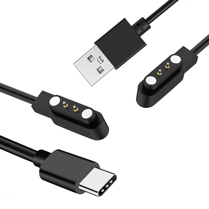 [2 Pack, Usb-C+Usb-A] Gloryfit T80 T70 T60 T50 P99 P98 Smart Watch Charger, Magnetic Charging Cable For Puqot80, Caschot70/P98,