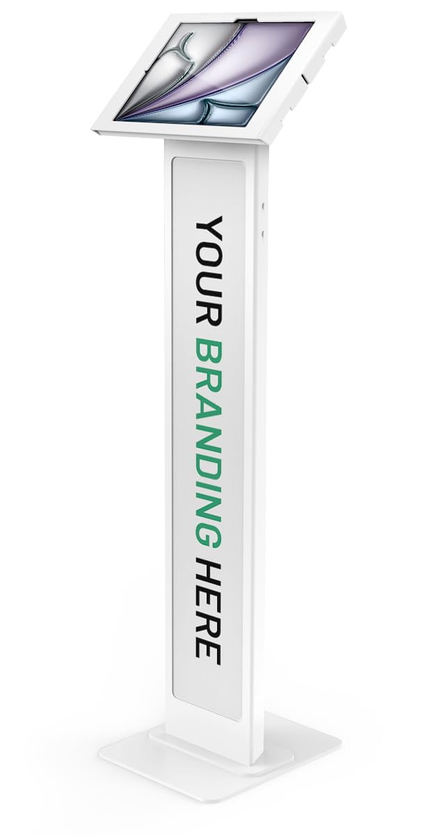 Ipad Air M2/M3/M4 13In, Apex Enclosure Brandable Floor Stand - White