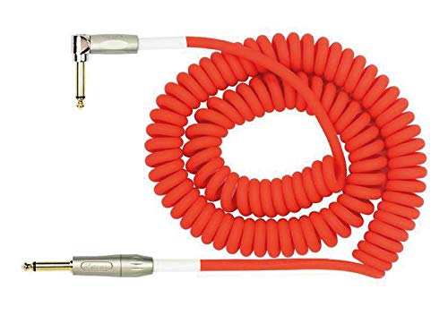 Kirlin Cable Kirlin Imk 202Pfgl 30/Rdf Straight Premium Coil Instrument Cable, Red Translucent Pvc Jacket 30Ft, 1/4'' Mono Plug,
