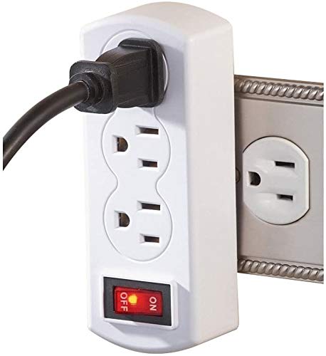 2 Pack 3 Prong Outlet Switch Power Wall Tap Adapter Triple Mini Multi Plug With Switch On/Off Etl Listed Ac Grounded Outlet Ener