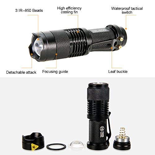 Maketheone Ir Torch 3 Watt 850Nm Infrared Light Night Vision Flashlight Torch   Infrared Light Is Invisible To Human Eyes   To B