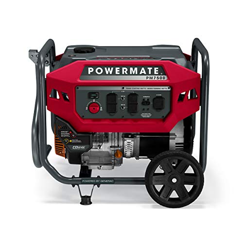 Powermate Pm7500 7,500 Watt Gas Powered Portable Open Frame Generator   Ultra Quiet Performance   Ideal For Home, Camping, Rv An