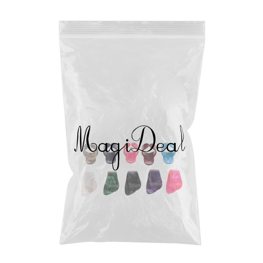 Myaddiction Pack Of 10 Celluloid Guitar Finger Picks + Thumb Picks Plectrums Stage Accessory