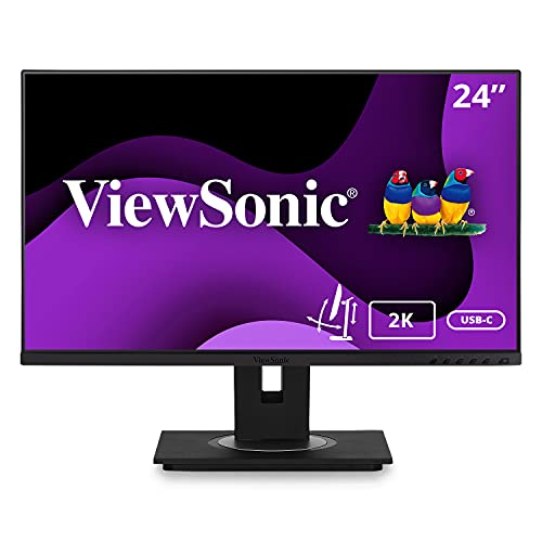 Viewsonic Vg2455 2K 24 Inch Ips 1440P Monitor With Usb 3.1 Type C Hdmi Displayport And 40 Degree Tilt Ergonomics For Home And Of