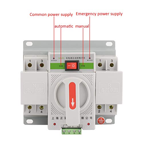 Mini Dual Power Automatic Transfer Switch 2P 63A 220V Toggle Switch Double Power Automatic Change Over Switch Circuit Breaker, N