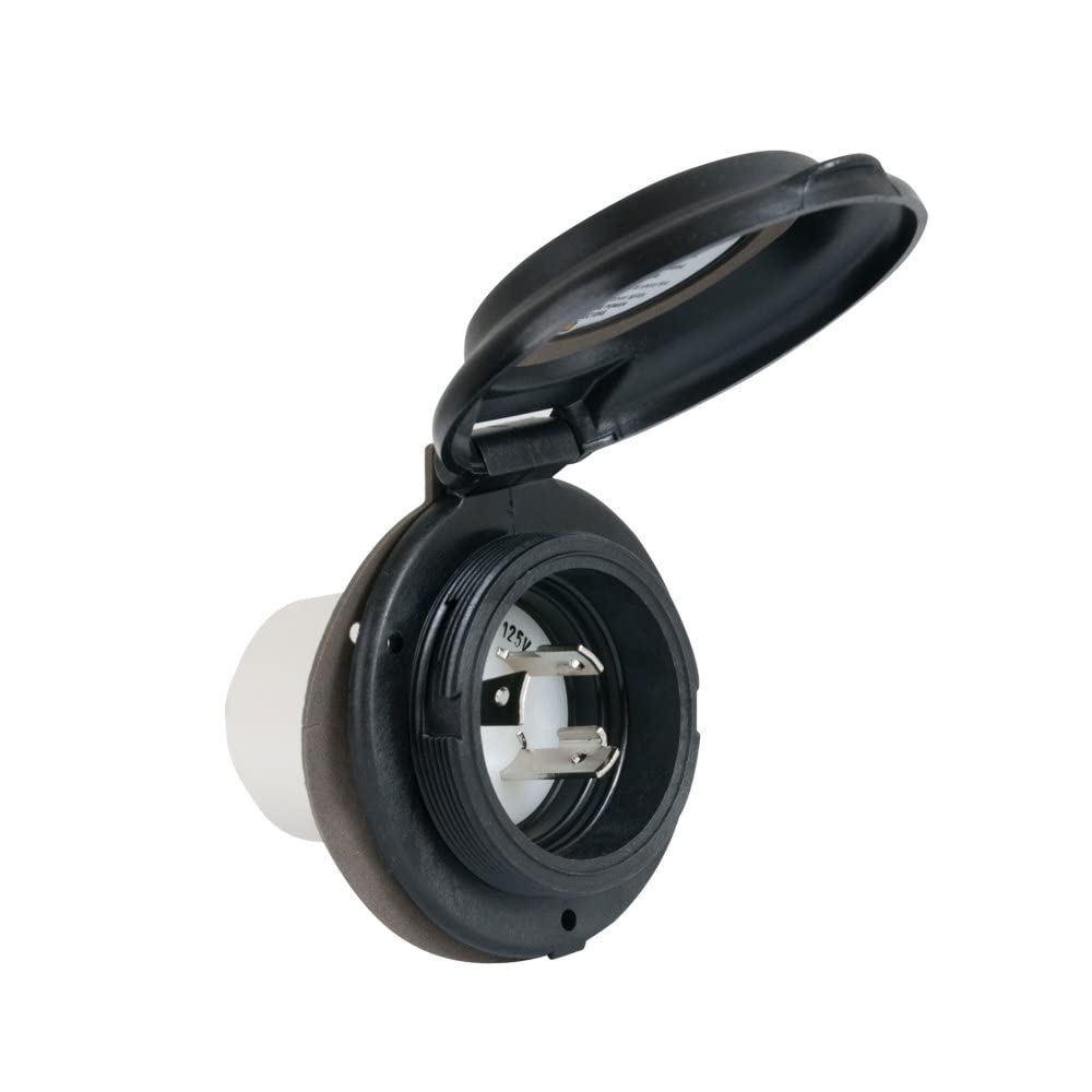 Marinco304El Brv.Blk Inlet Contoured For Rv, 30A, Black