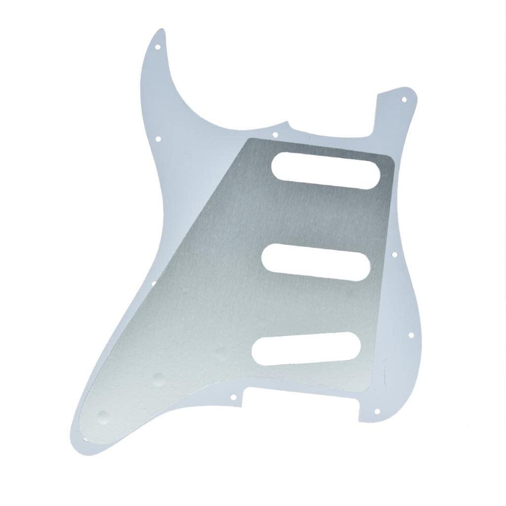 Dopro 11 Hole St/Strat Style Sss Pick Guard For 3 Single Coil Pickups With Screws Black/White Grid