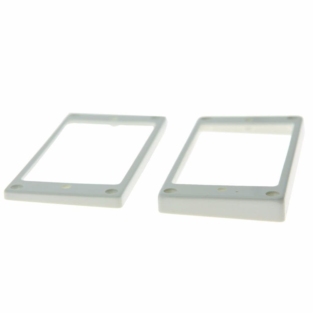Dopro Set Of 2 Humbucker Pickup Ring Pickup Mounting Frame Flat Bottom 3 * 5 For Neck And 7 * 9 For Bridge Pickup White