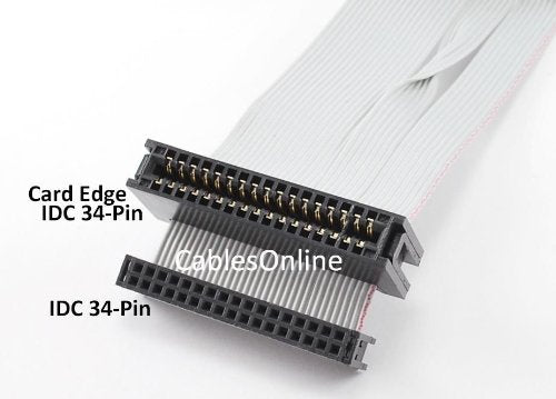 CablesOnline Universal Floppy Drive Ribbon Cable FF-002 for 3.5 or 5.25in Drives Gold 36 inch