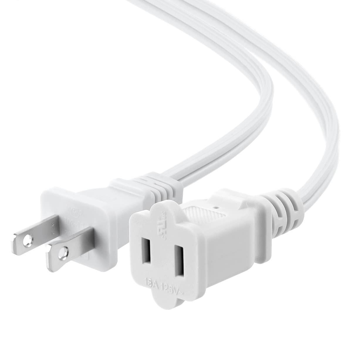 Us Ac Power Extension Cable Cord 2 Prong Polarized Male To Female Extension Cord For Nema 1 15P To Nema 1 15R (6 Ft)